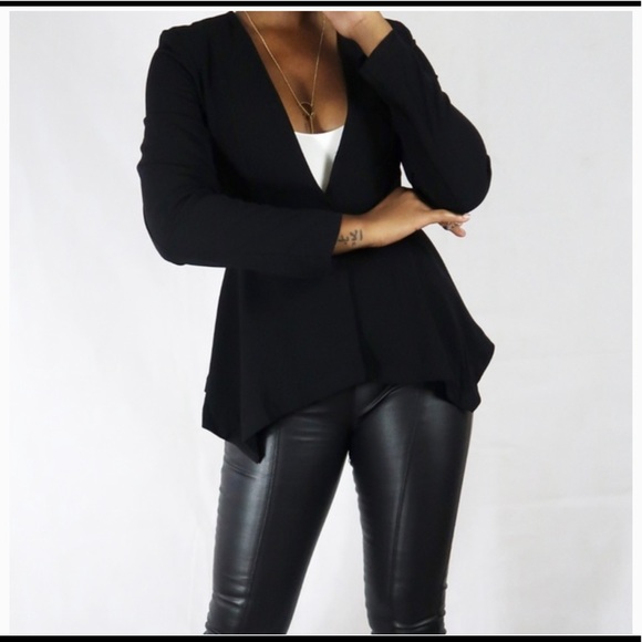 Do + Be Womens Blazer Size Small Black Single Button High Low - Picture 3 of 4